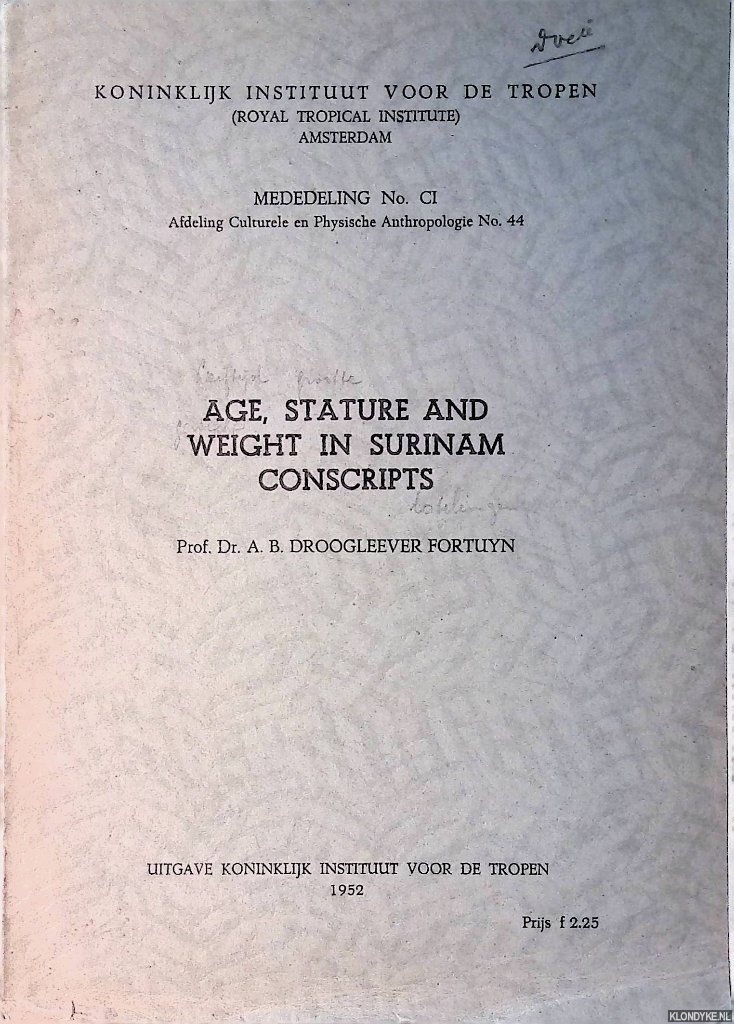 Droogleever Fortuyn, A.B. - Age, Stature and Weight in Surinam Conscripts