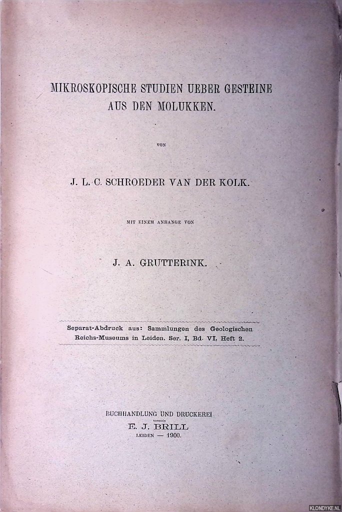 Schroeder van der Kolk, J.L.C. - Mikroskopische Studien ueber Gesteine aus den Molukken
