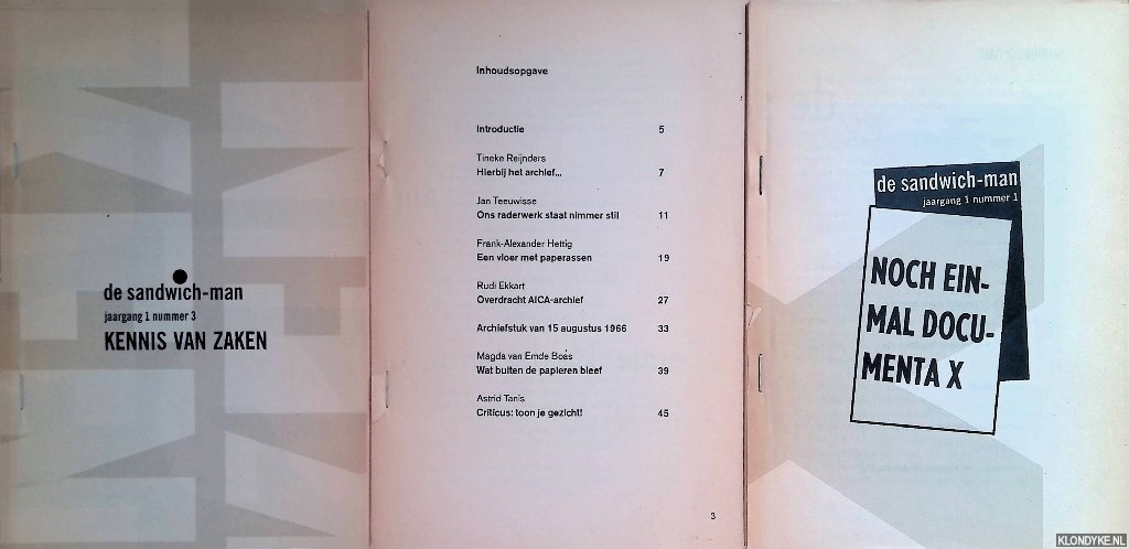 Boomgaard, Jeroen & Mark Kremer & Philip Peters & Tineke Reijnders (redactie) - De Sandwich-man - jaargang 1 (3 delen)