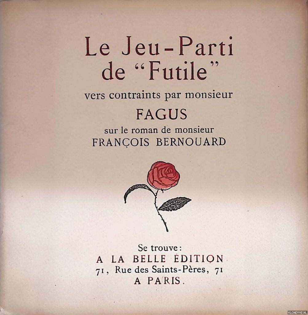 Bernouard, Franois - Le Jeu-Parti de 
