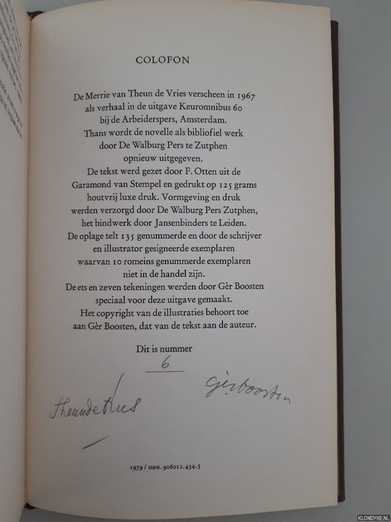 Vries, Theun de & Gr Boosten (illustraties) - De Merrie *GESIGNEERD*