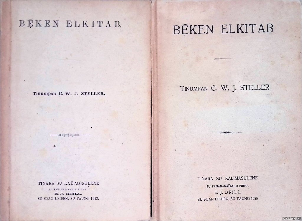 Steller, C.W.J. - Beken Elkitab (2 volumes)
