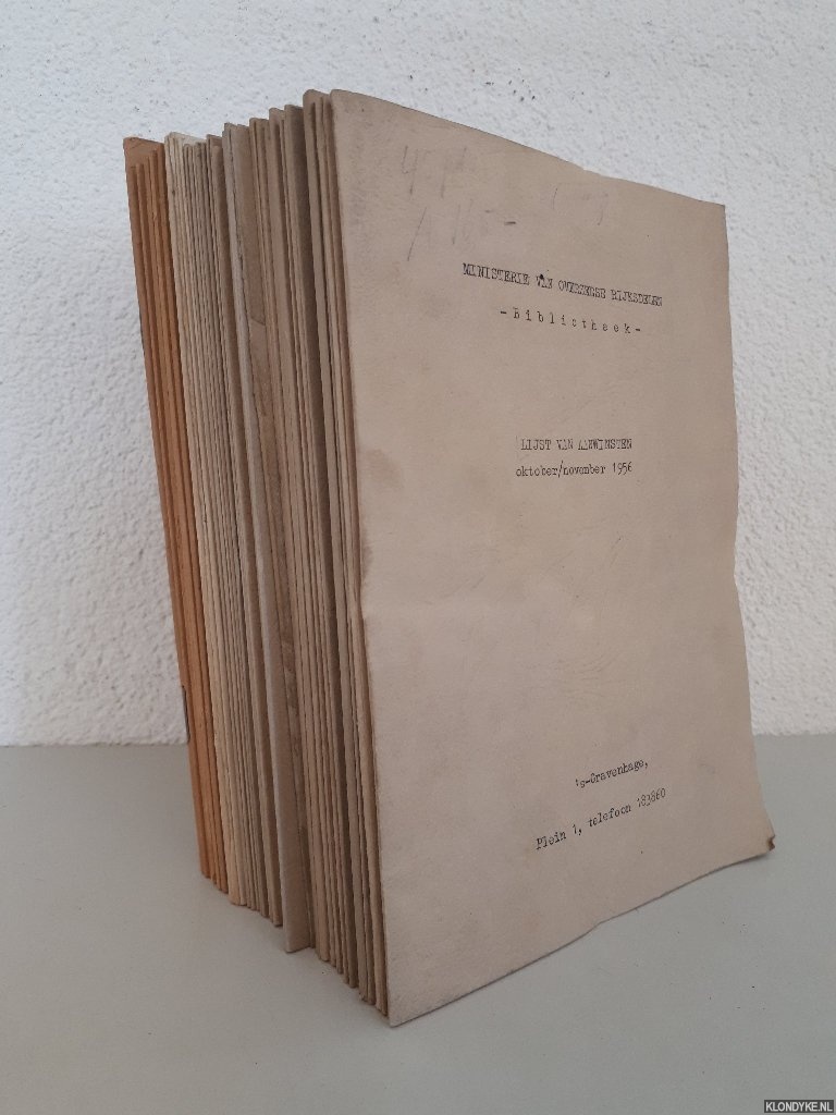 Ministerie van Overzeese Rijksdelen - Bibliotheek: lijst van aanwinsten (45 delen)