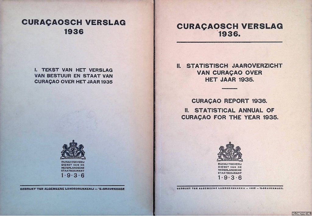 Diverse auteurs - Curaaosch verslag 1936 (2 delen)