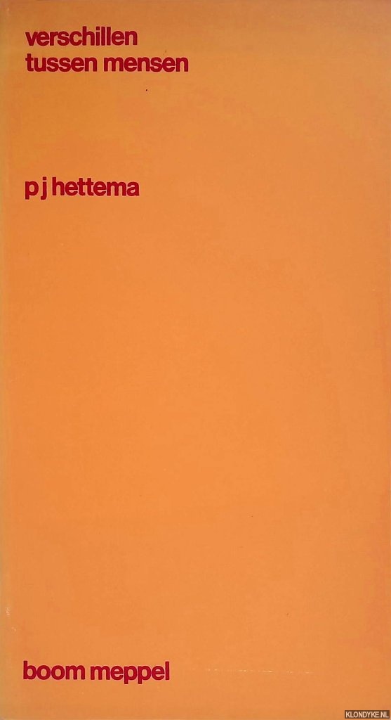 Hettema, P.J. - Verschillen tussen mensen: rede