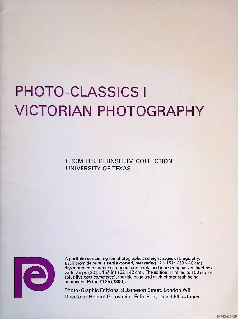 Gernsheim, Helmut (introduction) - Photo-Classics I: Victorian Photography