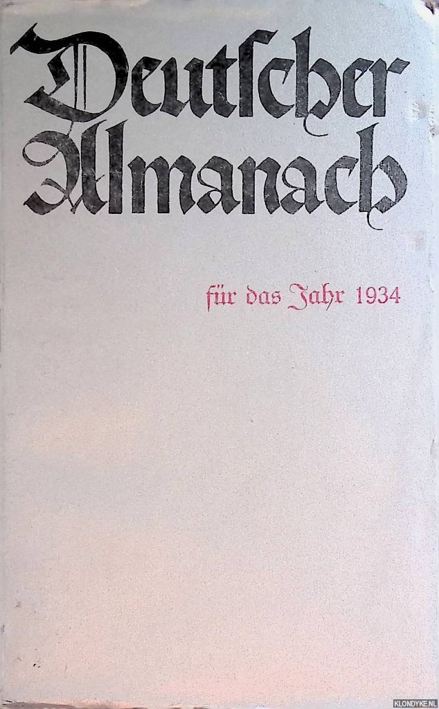 - - Deutscher Almanach fr das Jahr 1934.
