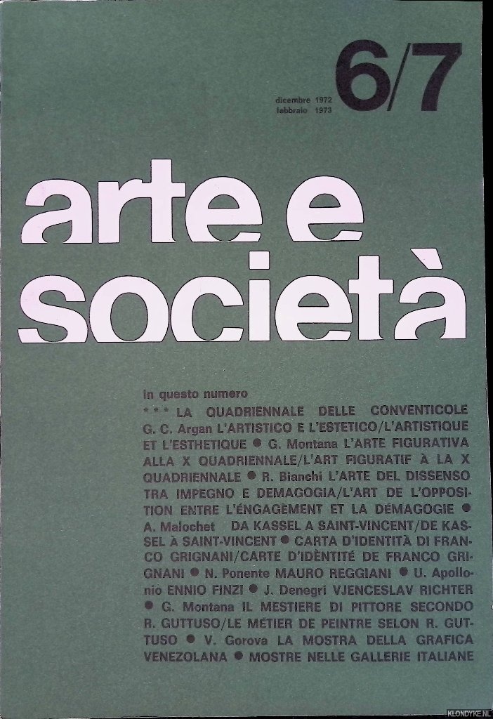 Quarta, Giuseppe (director) - Arte e Societ Numero 6/7: Dicembre 1972 - Febbraio 1973