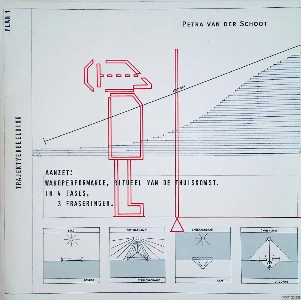 Schoot, Petra van der - Wandperformance, Ritueel van de thuiskomst: Partituur in 5 plannen: Trajectverbeelding, Richtsnoer, Opstijging, Indaling, Afdaling