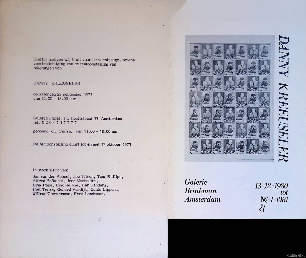 Gribling, Frank - Vernissage, tevens voorbezichtiging van de tentoonstelling van tekeningen van Danny Kreeuseler