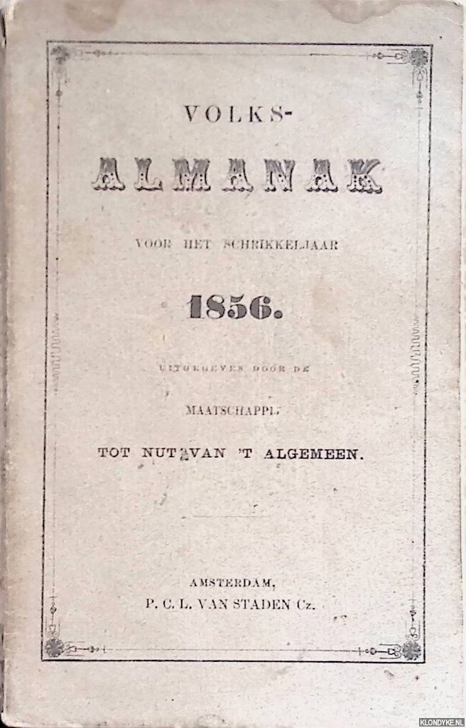 Maatschappij Tot Nut van 't Algemeen - Volksalmanak voor het schrikkeljaar 1856
