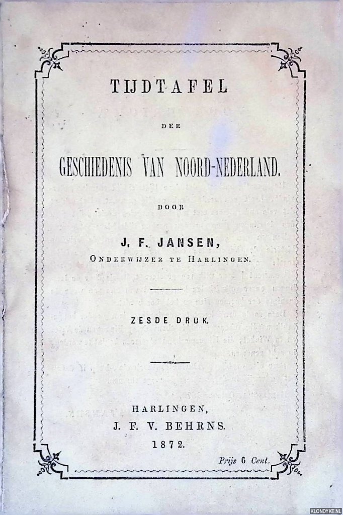 Jansen, J.F. - Tijdtafel der geschiedenis van Noord-Holland