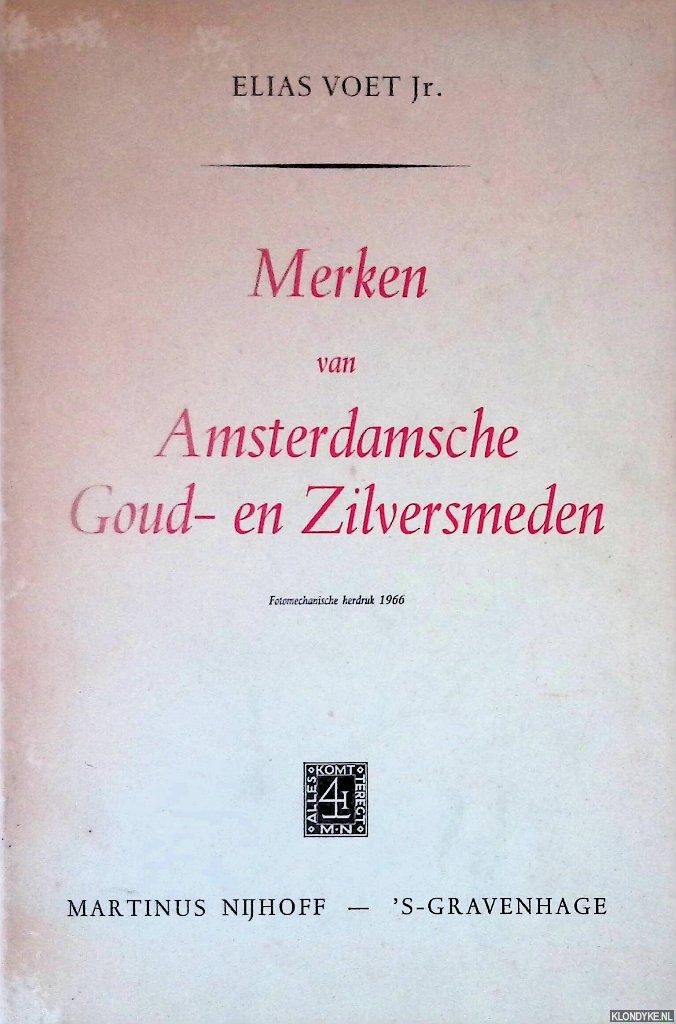 Boet Jr., Elias - Merken van Amsterdamsche Goud- en Zilversmeden