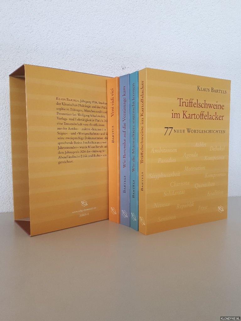 Bartels, Klaus - Veni vidi vici. Geflgelte Worte und Wortgeschichten aus der Antike: 1) Veni vidi vici; 2) Wie Beenike auf die Vernissage kam; 3) Wie die Murmeltiere murmeln lernten; 4) Trffelschweine im Kartoffelacker (4 volumes in box)