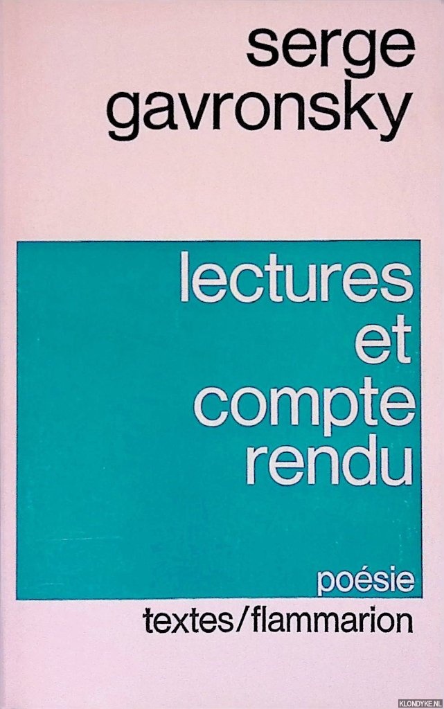 Gavronsky, Serge - Lectures et compte rendu