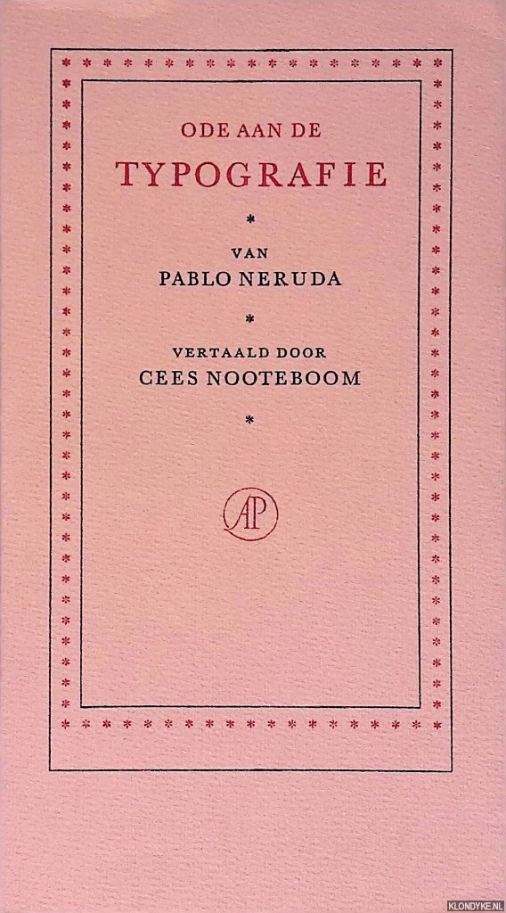 Neruda, Pablo - Ode aan de typografie
