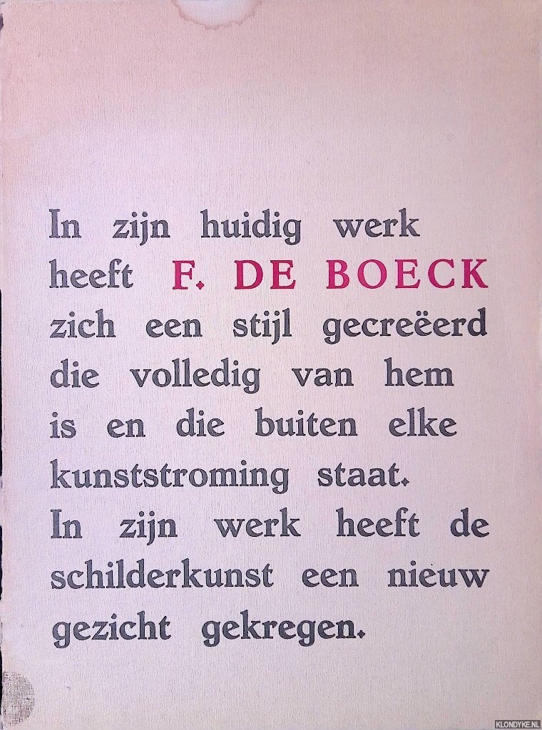 Dusar, Albert (redactie) - Felix De Boeck: Retrospectieve tentoonstelling