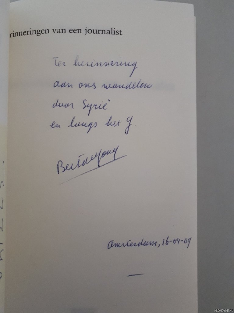 Jong, Bert de - Herinneringen van een jounalist *GESIGNEERD*