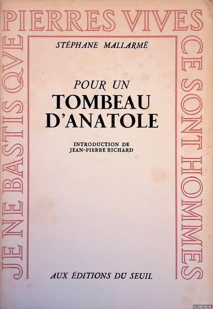 Mallarm, Stphane - Pour un tombeau d'Anatole