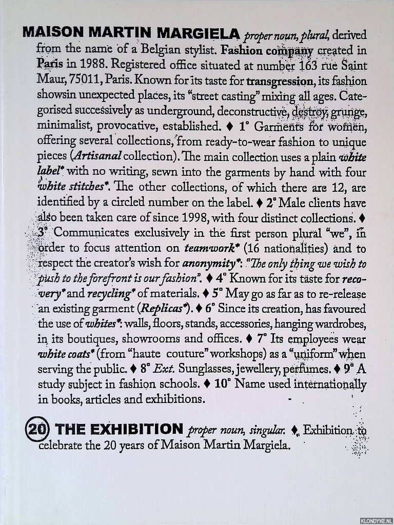 Verhelst, Bob & Kaat Debo - Maison Martin Margiela '20': The Exhibition