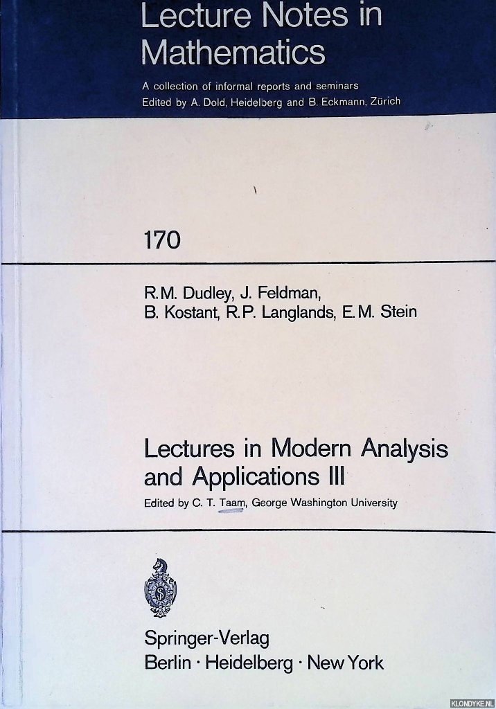 Dudley, R.M. - and others - Lectures in Modern Analysis and Applications III