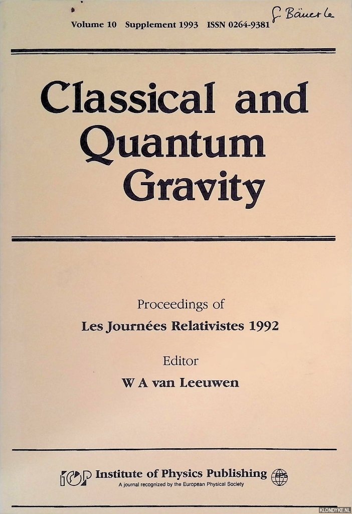 Leeuwen, W.A. van (editor) - Proceedings of Les Journes Relativistes 1992