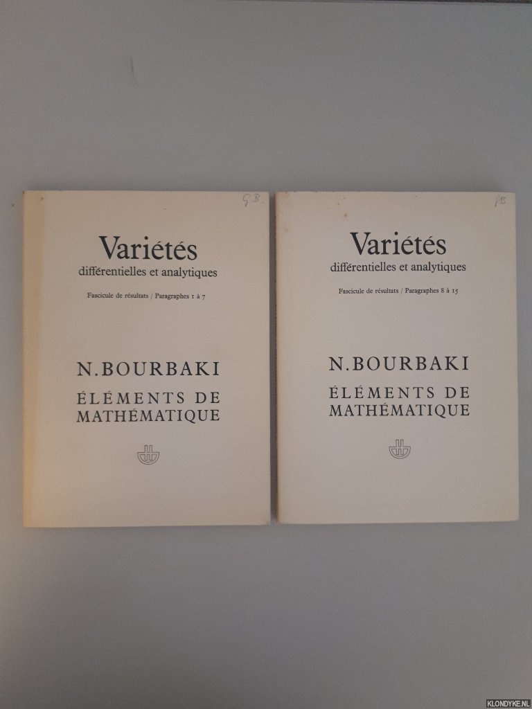 Bourbaki, N. - Varits diffrentielles et analytiques: Fascicule de rsultats