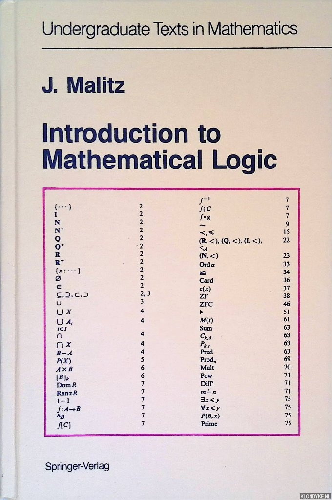 Malitz, J. - Introduction to Mathematical Logic: Set Theory Computable Functions Model Theory