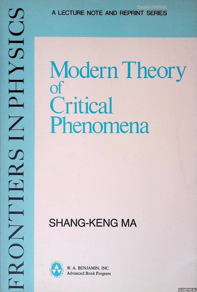 Ma, Shang-Keng - Modern Theory Of Critical Phenomena (
