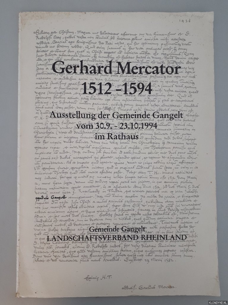 Schmitz, Kurt (introduction) - Gerhard Mercator 1512-1594: Ausstellung der Gemeinde Gangelt im Rathaus