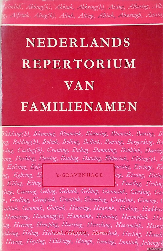 Meertens, P.J. & H. Buitenhuis (redactie) - Nederlands repertorium van familienamen IX: 's-Gravenhage