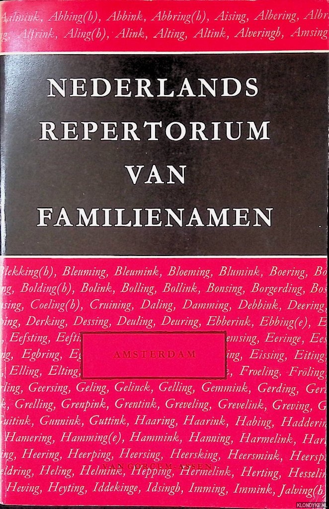 Meertens, P.J. & H. Buitenhuis (redactie) - Nederlands Repertorium van Familienamen VII: Amsterdam