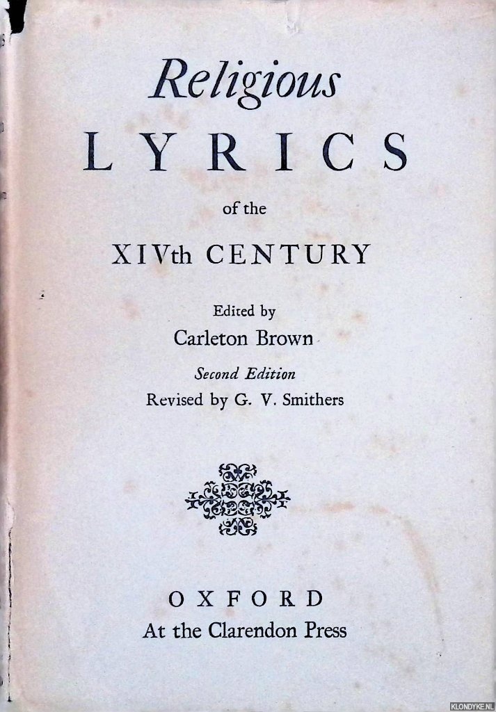 Brown, Carleton - Religious Lyrics of the XIVth Century