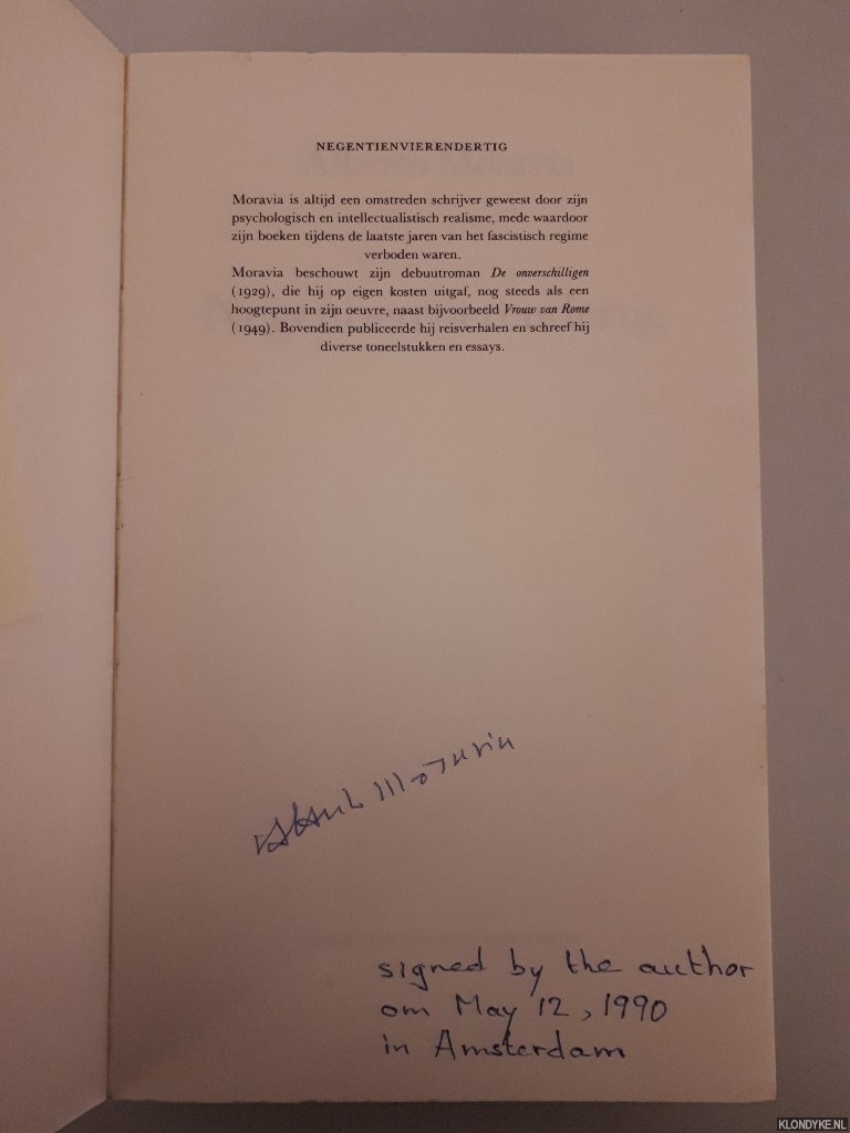 Moravia, Alberto - Negentienvierendertig *GESIGNEERD*