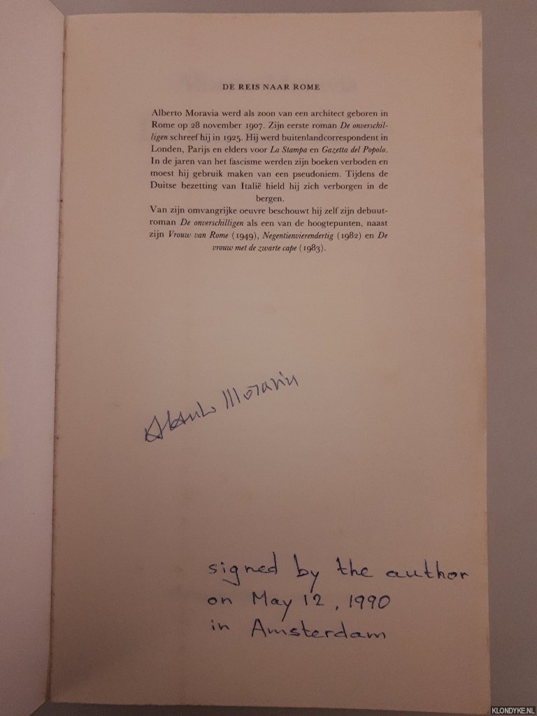 Moravia, Alberto - De reis naar Rome *GESIGNEERD*