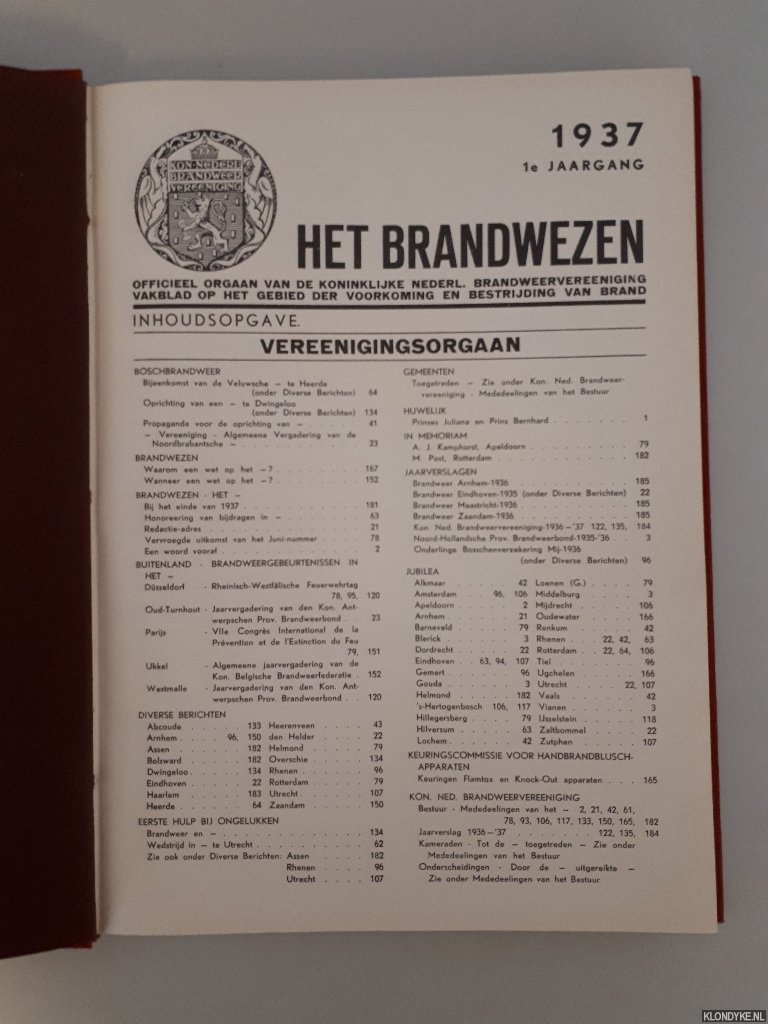 Oosterhuis, L.W. (redactie) - Het Brandwezen:vakblad ophet gebied der voorkoming en bestrijding van brand 1937-1941 (5 jaargangen)