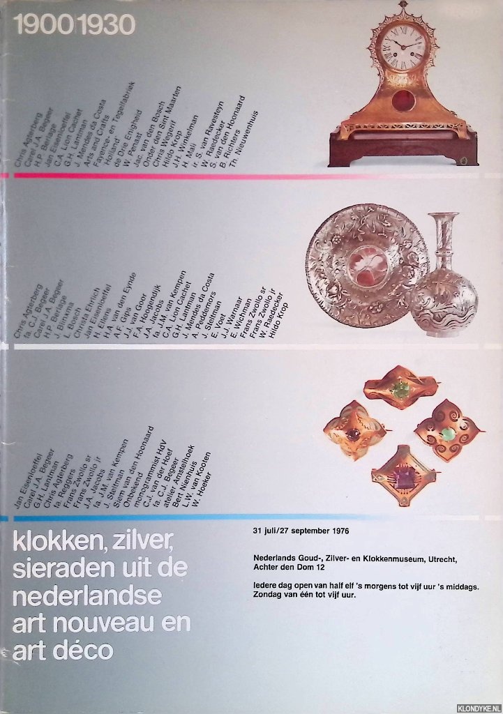 Koonings, W. (woord vooraf) - Klokken, zilver, sieraden uit de Nederlandse art nouveau en art dco