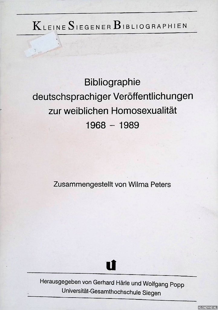 Peters, Wilma - Bibliographie deutschsprachicher Verffrentichungen zur weiblichen Homosexualitt 1968-1989