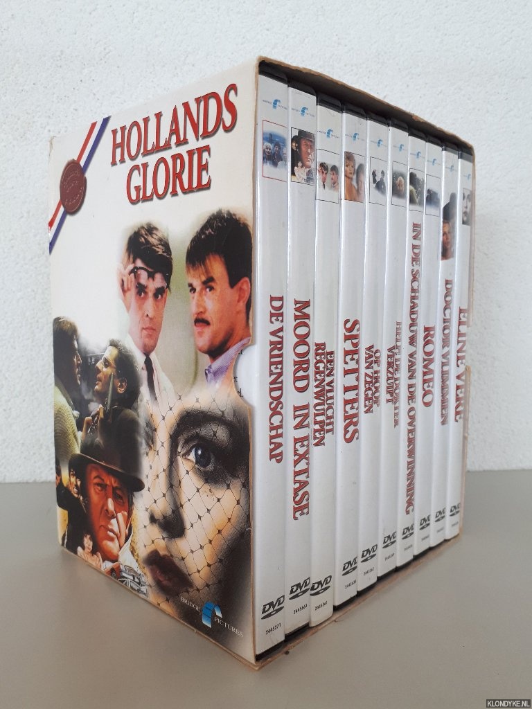 Hollands Glorie - 10 films op DVD: 1) De vriendschap; 2) Help! De Dokter Verzuipt!; 3) Doctor Vlimmen; 4) Spetters; 5) Een Vlucht Regenwulpen; 6) Moord in Extase; 7) Op Hoop van Zegen; 8) Romeo; 9) Eline Vere; 10) In de Schaduw van de Overwinning