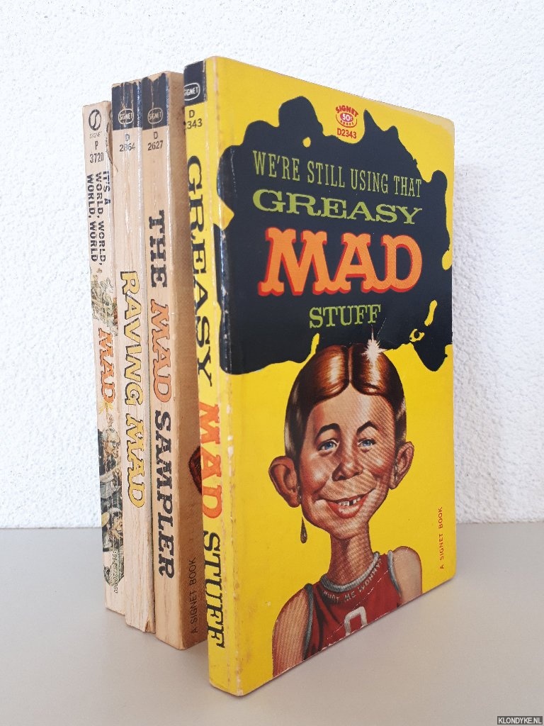 Feldstein, Albert B. (editor) - 4x Mad: 1) It's a World, World, World, World Mad; 2) We're still using that Greasy Mad Stuff; 3) The Mad Sampler; 4) Raving Mad