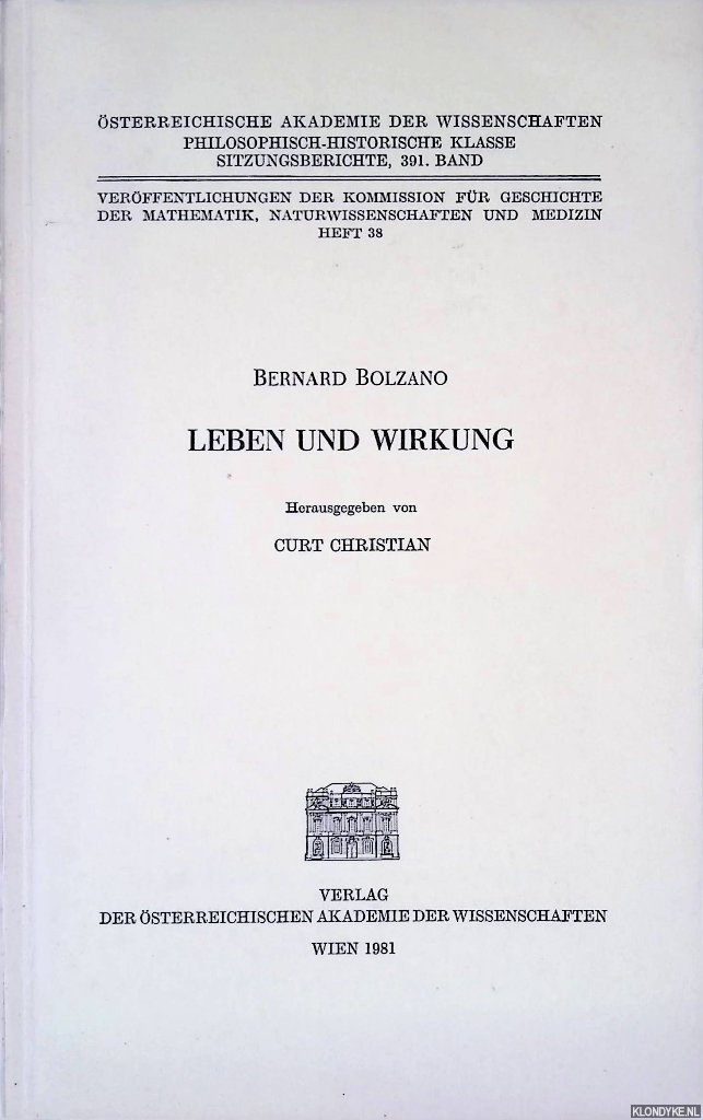 Christian, Curt (editor) - Bernard Bolzano: Leben und Wirkung